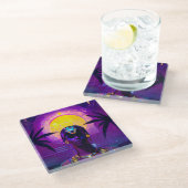 Synthwave Pharaoh Glasuntersetzer (Schrägansicht)