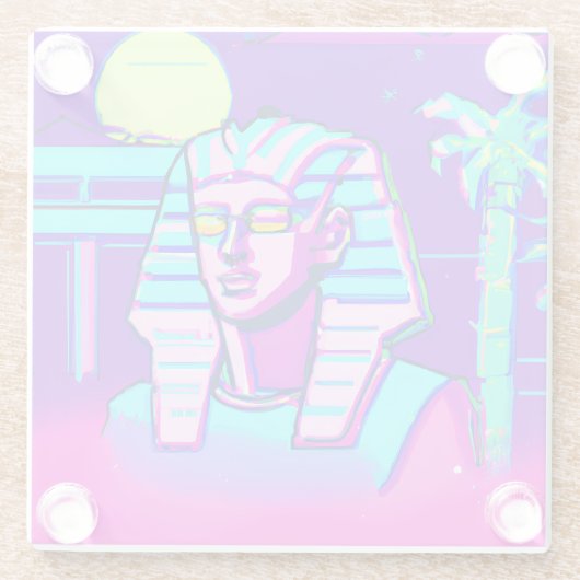 Synthwave Pharaoh Glasuntersetzer (Rückseite)