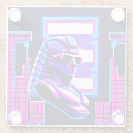 Synthwave Pharaoh Glasuntersetzer (Rückseite)