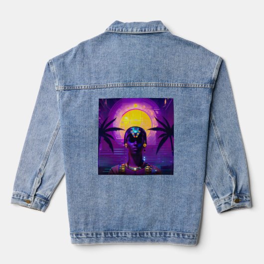 Synthwave Pharaoh Jeansjacke (Rückseite)