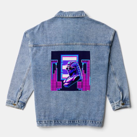 Synthwave Pharaoh Jeansjacke (Rückseite)