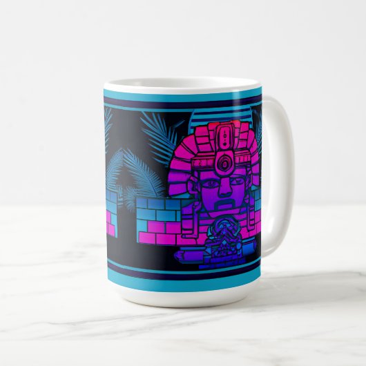 Synthwave Pharaoh Kaffeetasse (VorderseiteRechts)