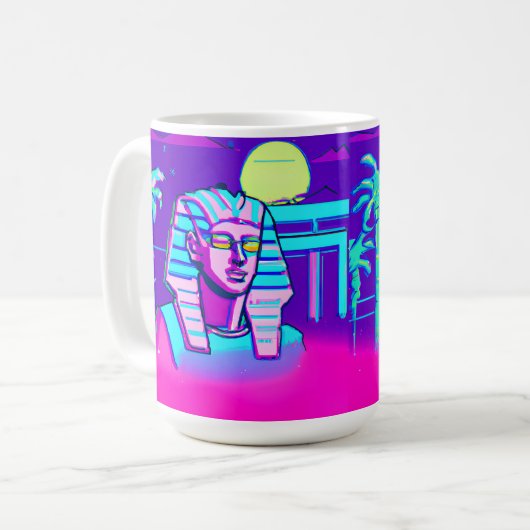 Synthwave Pharaoh Kaffeetasse (Vorderseite Links)