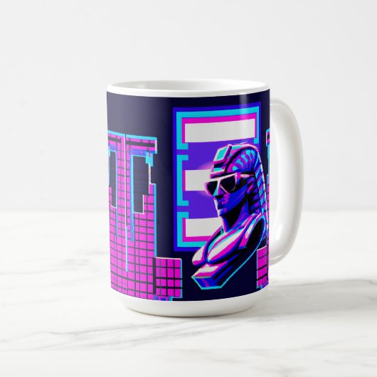 Synthwave Pharaoh Kaffeetasse (VorderseiteRechts)