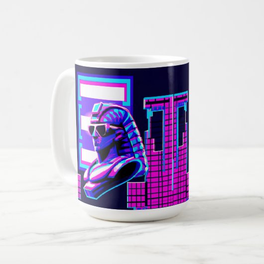 Synthwave Pharaoh Kaffeetasse (Vorderseite Links)