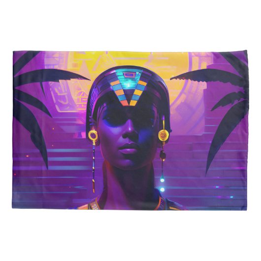 Synthwave Pharaoh Kissenbezug (Rückseite)