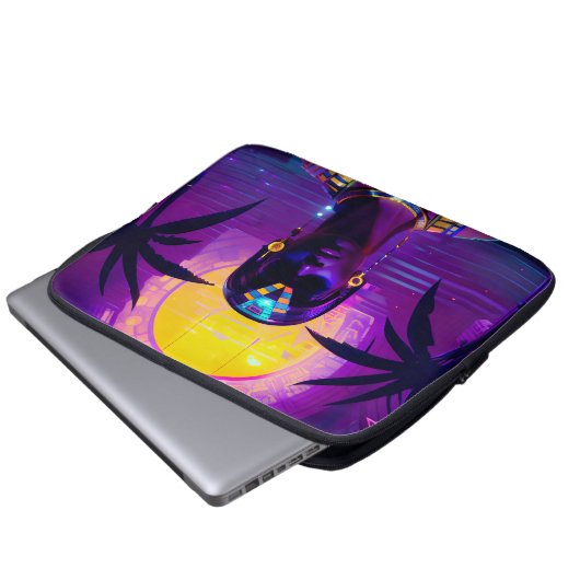 Synthwave Pharaoh Laptopschutzhülle (Vorne Knopf)