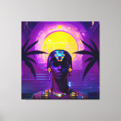 Synthwave Pharaoh Leinwanddruck (Vorderseite)