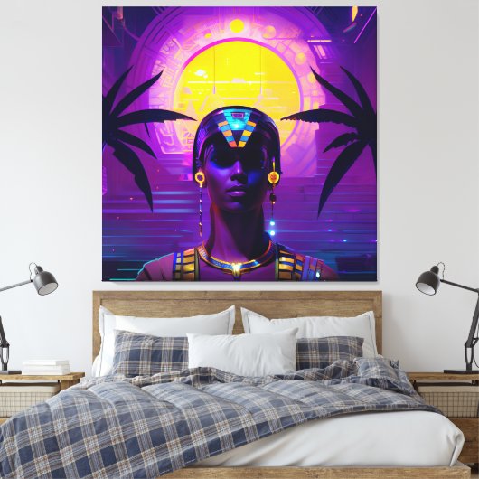 Synthwave Pharaoh Leinwanddruck (Insitu (Schlafzimmer))