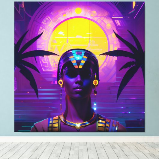 Synthwave Pharaoh Leinwanddruck (Insitu (Holzboden))