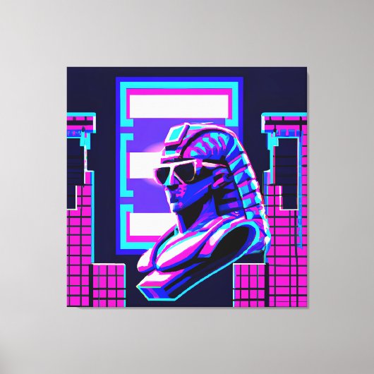 Synthwave Pharaoh Leinwanddruck (Vorderseite)