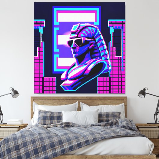 Synthwave Pharaoh Leinwanddruck (Insitu (Schlafzimmer))