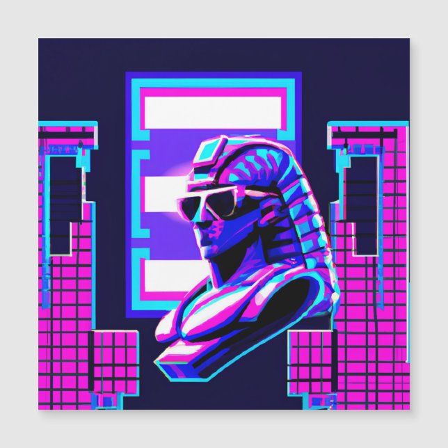 Synthwave Pharaoh Magnetkarte (Vorderseite)