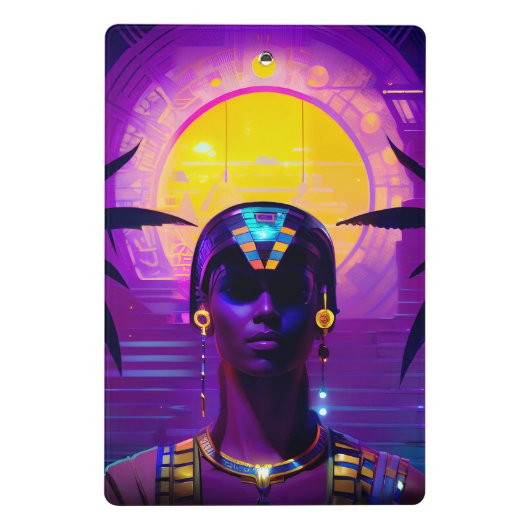 Synthwave Pharaoh Mini Klemmbrett (Rückseite)