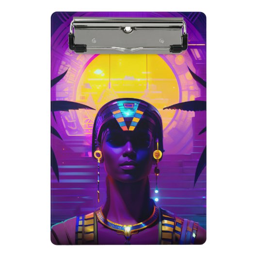 Synthwave Pharaoh Mini Klemmbrett (Vorderseite)