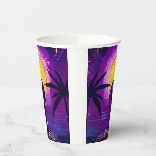 Synthwave Pharaoh Pappbecher (Links)