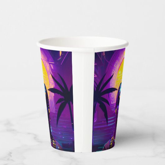 Synthwave Pharaoh Pappbecher (Rechts)