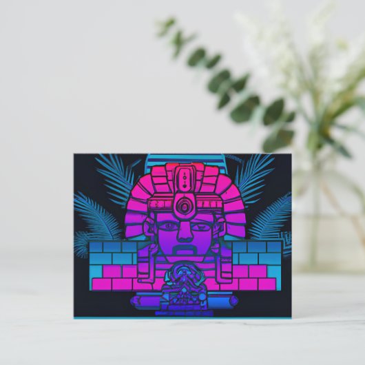 Synthwave Pharaoh Postkarte (Stehend Vorderseite)