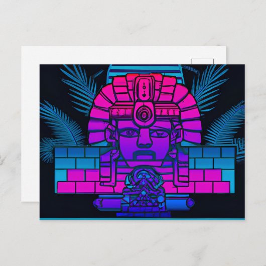 Synthwave Pharaoh Postkarte (Vorne/Hinten)