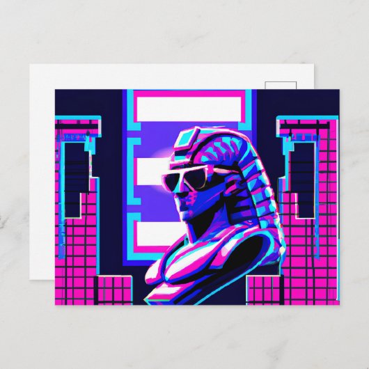 Synthwave Pharaoh Postkarte (Vorne/Hinten)