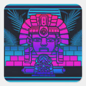Synthwave Pharaoh Quadratischer Aufkleber (Vorderseite)