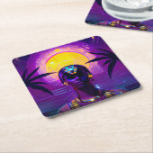 Synthwave Pharaoh Rechteckiger Pappuntersetzer (angewinkelt)