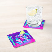 Synthwave Pharaoh Rechteckiger Pappuntersetzer (Vor Ort)