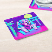Synthwave Pharaoh Rechteckiger Pappuntersetzer (angewinkelt)