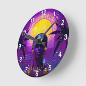 Synthwave Pharaoh Runde Wanduhr (Winkel)