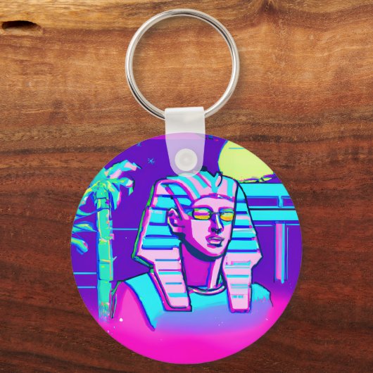 Synthwave Pharaoh Schlüsselanhänger (Vorderseite)