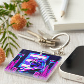 Synthwave Pharaoh Schlüsselanhänger (Vorderseite rechts)