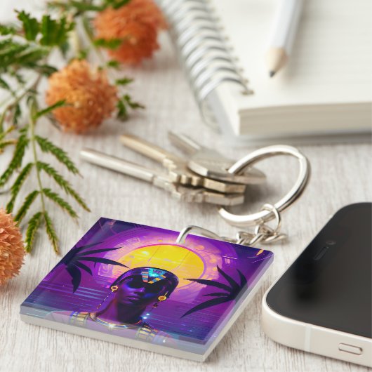 Synthwave Pharaoh Schlüsselanhänger (Vorderseite rechts)