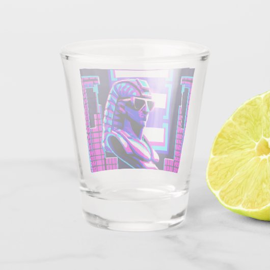 Synthwave Pharaoh Schnapsglas (Rückseite)
