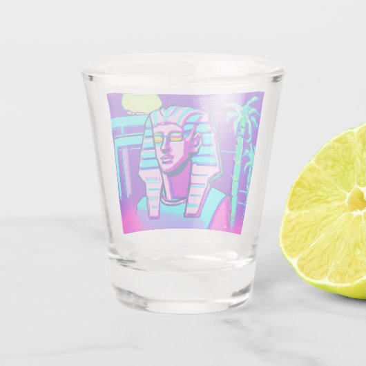 Synthwave Pharaoh Schnapsglas (Rückseite)