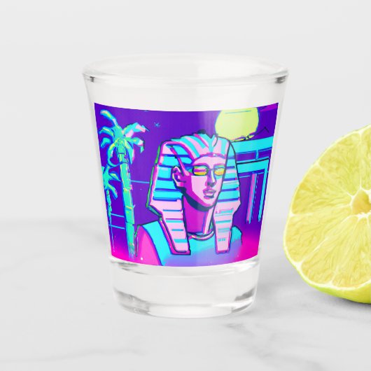 Synthwave Pharaoh Schnapsglas (Vorderseite)