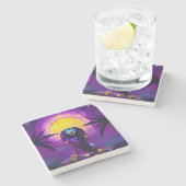 Synthwave Pharaoh Steinuntersetzer (Seitenansicht)