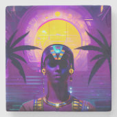 Synthwave Pharaoh Steinuntersetzer (Vorderseite)