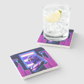 Synthwave Pharaoh Steinuntersetzer (Seitenansicht)