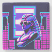 Synthwave Pharaoh Steinuntersetzer (Vorderseite)