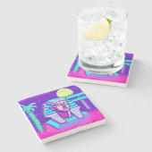 Synthwave Pharaoh Steinuntersetzer (Seitenansicht)