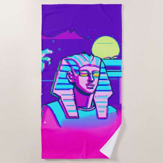 Synthwave Pharaoh Strandtuch (Vorderseite)