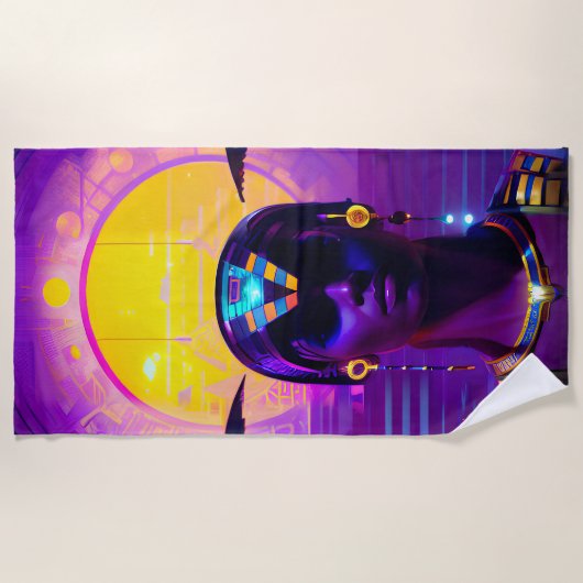 Synthwave Pharaoh Strandtuch (Vorderseite)