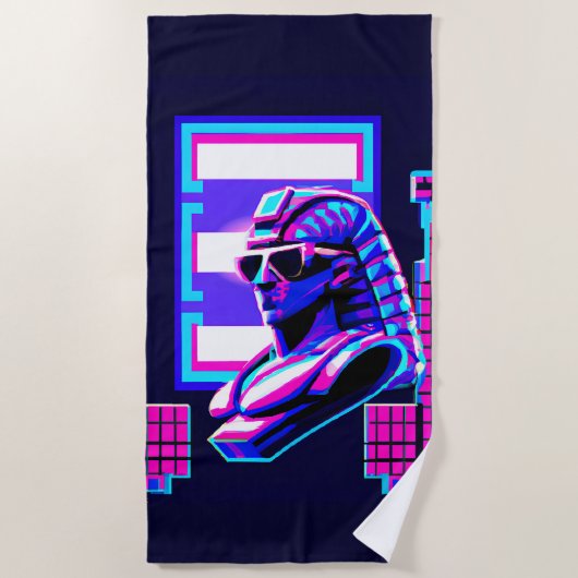 Synthwave Pharaoh Strandtuch (Vorderseite)