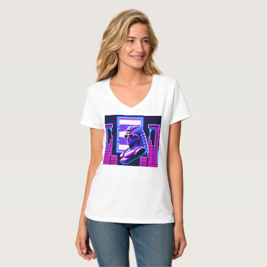 Synthwave Pharaoh T-Shirt (Vorderseite Vollansicht)