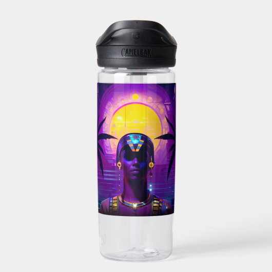 Synthwave Pharaoh Trinkflasche (Rückseite)