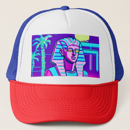 Synthwave Pharaoh Truckerkappe (Vorderseite)