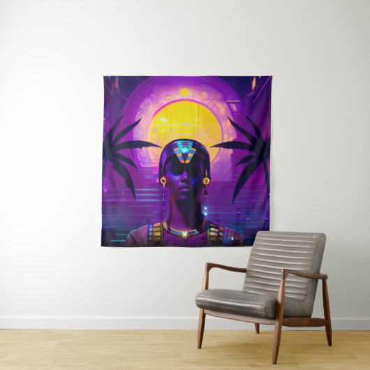 Synthwave Pharaoh Wandteppich (Beispiel)