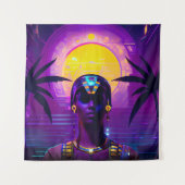 Synthwave Pharaoh Wandteppich (Vorderseite)