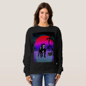 Synthwave Pitbull Dog Retro Boom Box Sweatshirt (Vorne ganz)