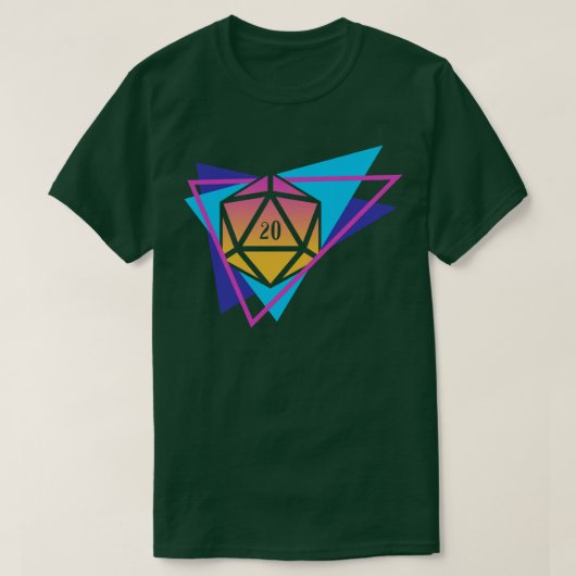 Synthwave Polyhedral D20 Würfel Retro Tabletop RPG T-Shirt (Design vorne)